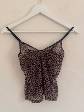 Calvin Klein Black Sheer Geometric Print Camisole